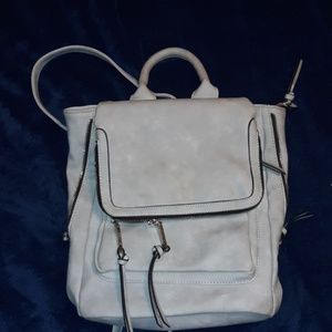Baby blue leather backpack